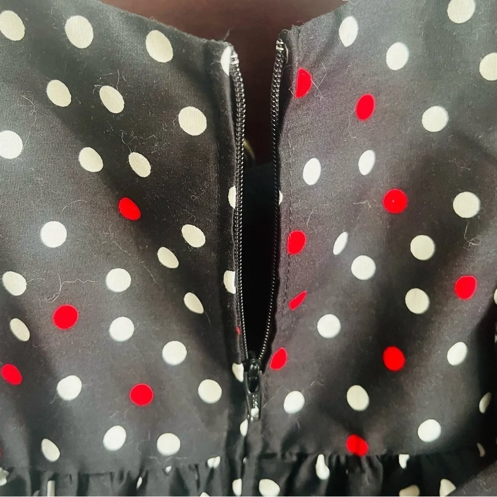 Bonnie Baby black dress and pants 18 M with red and white polka dots A-line belt
